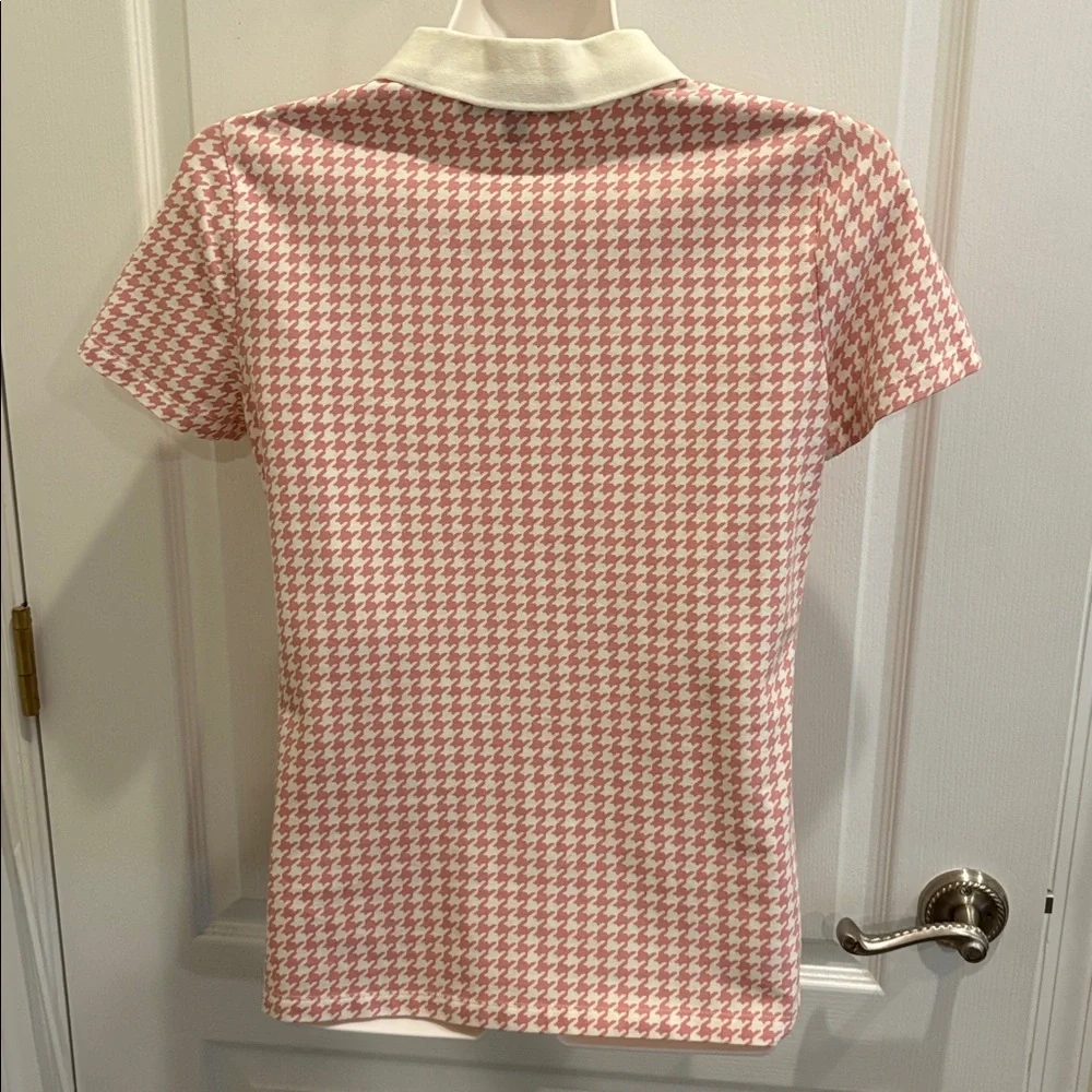 Tommy Hilfiger Pink & Cream Houndstooth Print Collared Top Size M - Picture 4 of 6